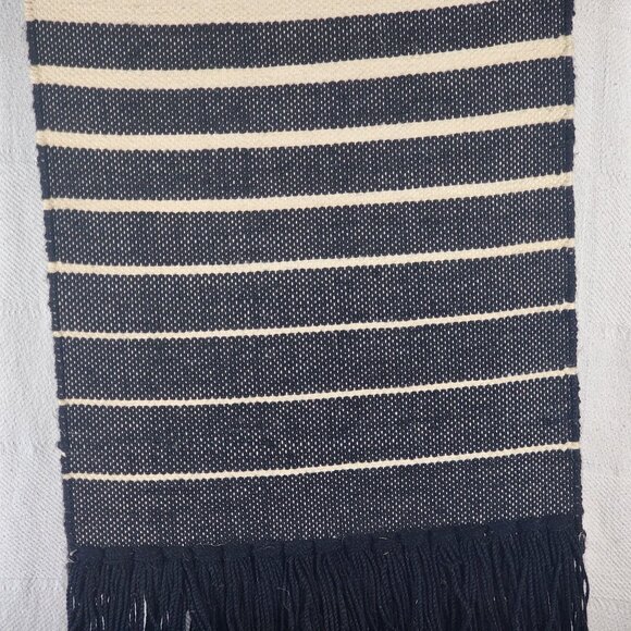 Surya Black Tan Stripe Jute Wool Cotton Kamal KML-1000 18"x38" Hanging Wall Art - Picture 4 of 16